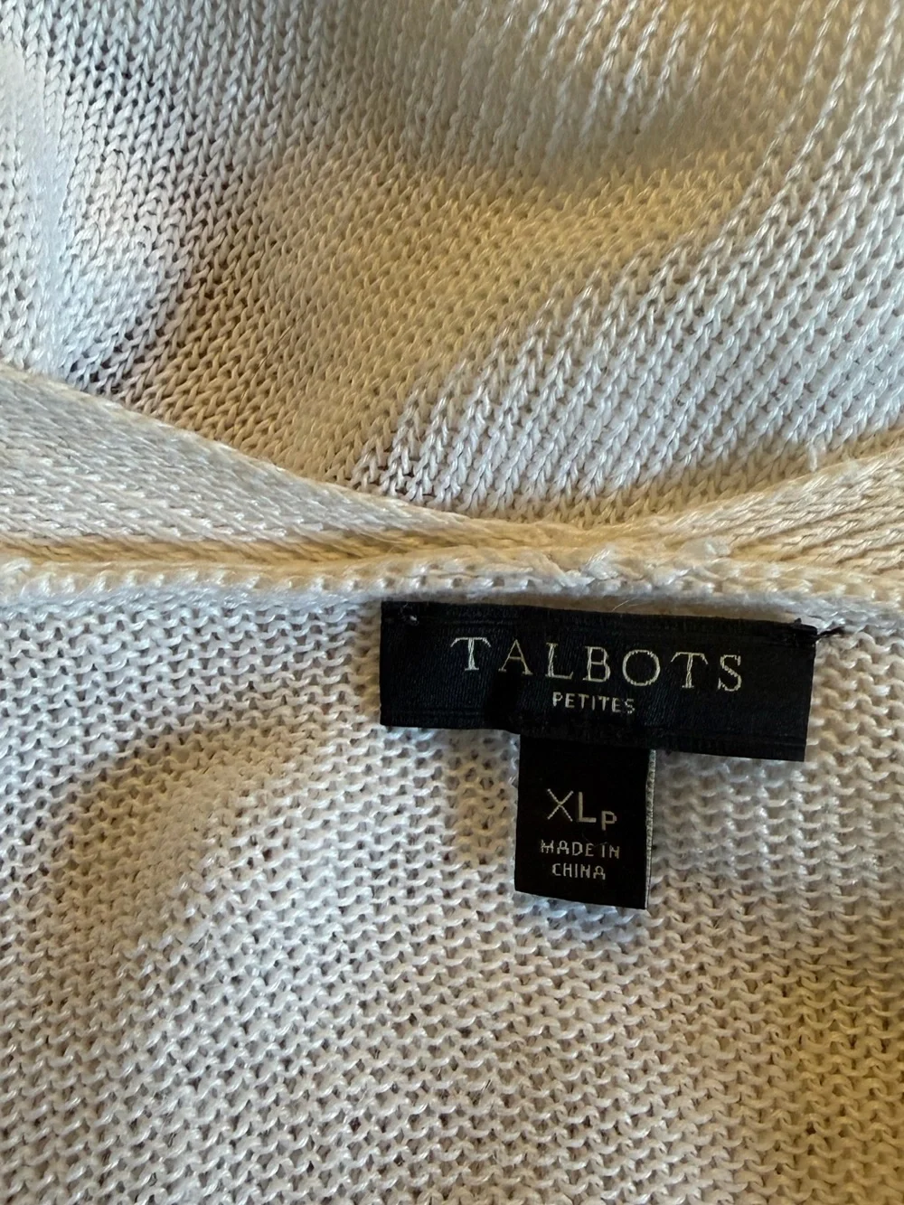 Talbots White 100% Linen Open-Front Cardigan